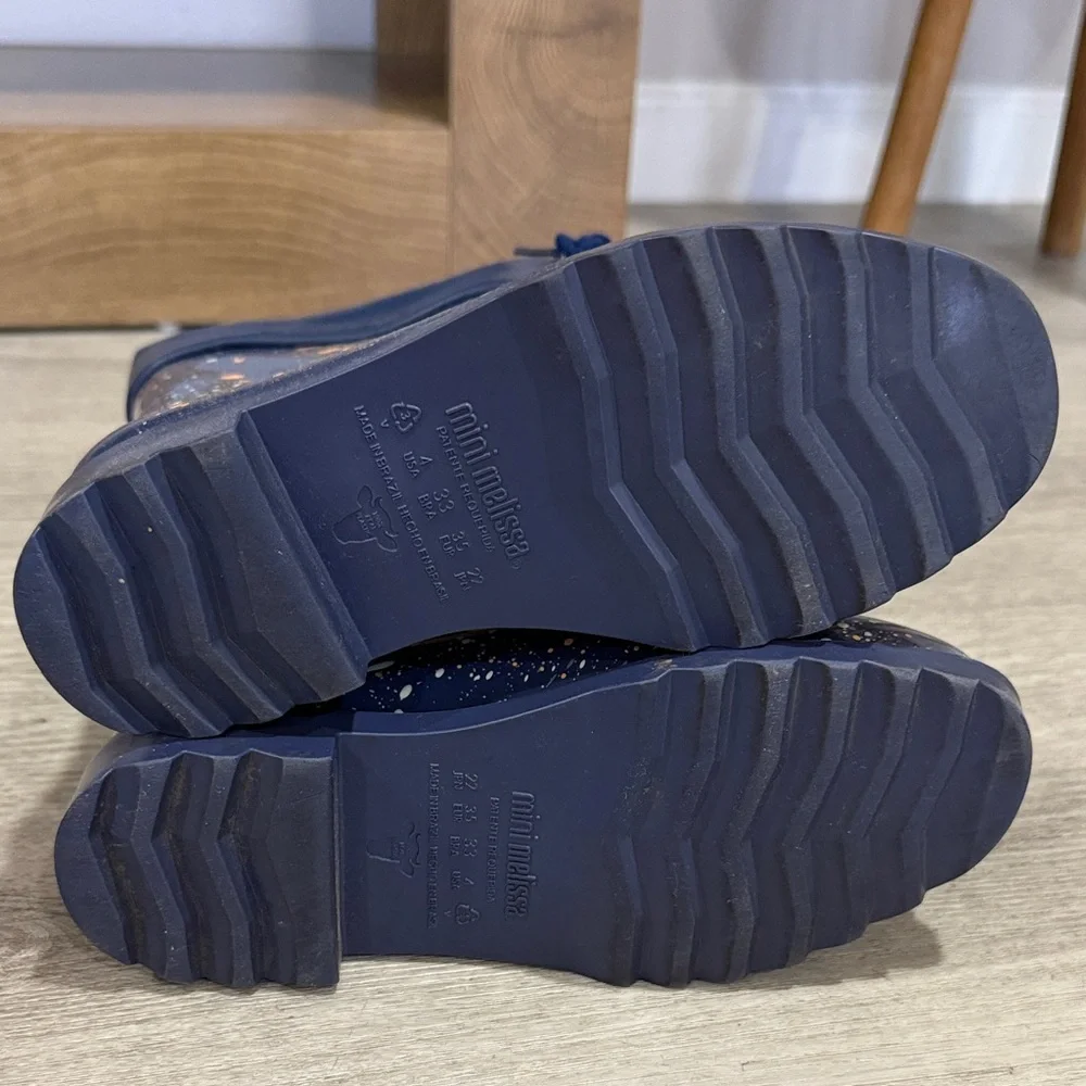 Mini Melissa Navy Splatter Rain Boots